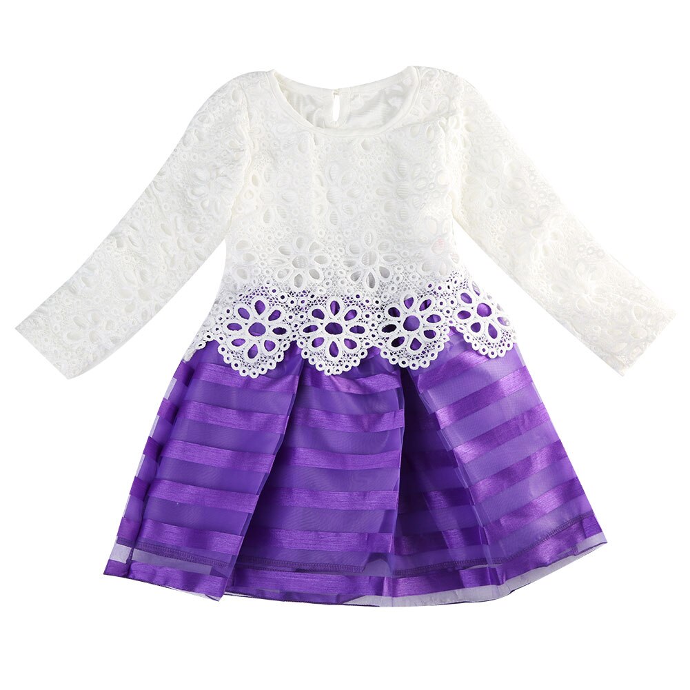 Kids Baby Girls Dress Long Sleeve Lace Crochet Princess Party Tulle Tutu Dresses - ebowsos