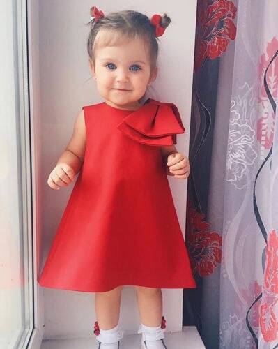 Kids Baby Girls Flower Princess Dress elegant cute red party Pageant elegant vestido kids dresses for girls - ebowsos