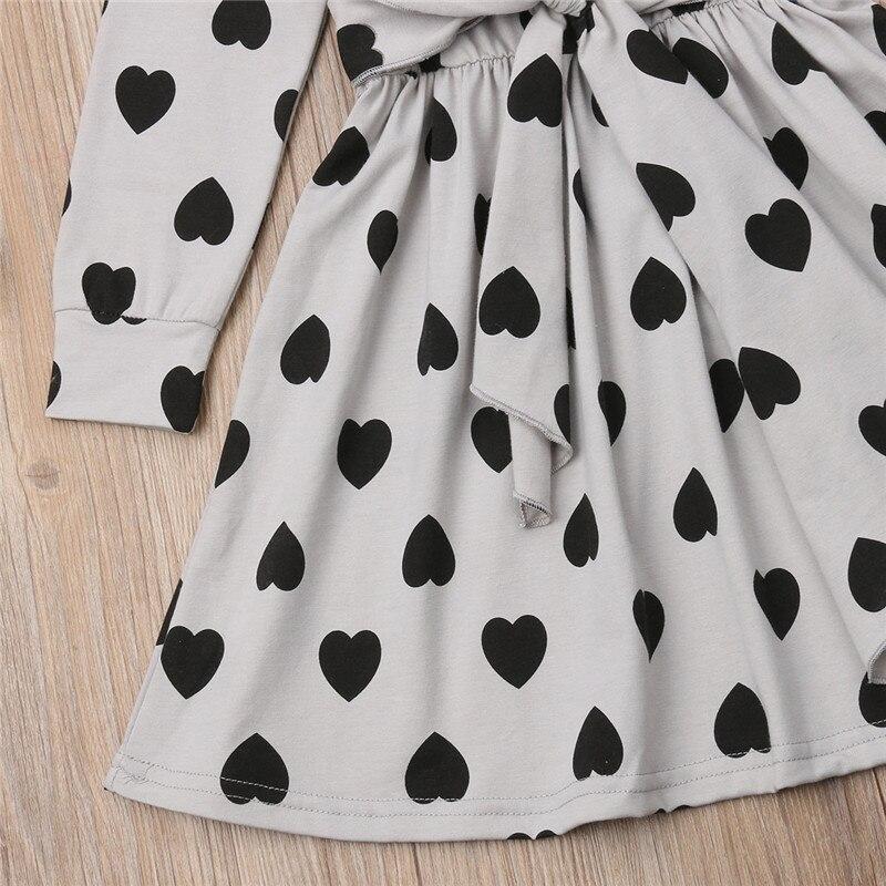 Kids Baby Girls Long Sleeve Dresses Love Pattern Dress Tutu Skirt Bandage Casual Clothes - ebowsos