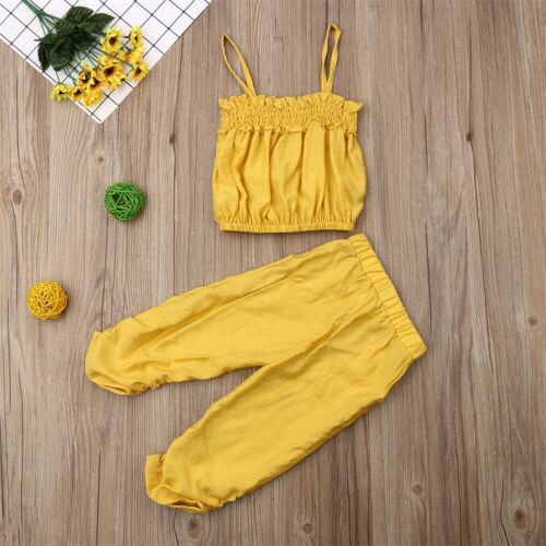 Kids Baby Girls Off Shoulder Tops T-Shirt + Long Pants Outfits Summer Clothes - ebowsos