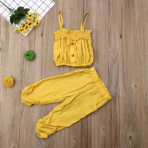 Kids Baby Girls Off Shoulder Tops T-Shirt + Long Pants Outfits Summer Clothes - ebowsos