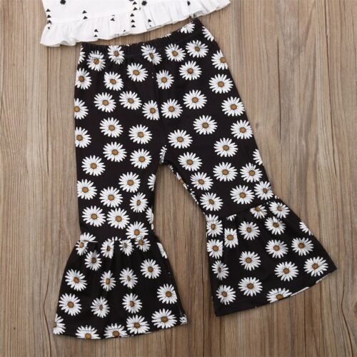 Kids Baby Girls Outfits Clothes Sets Sunflowers Print T-shirt Tops+Pants 2PCS Set Summer - ebowsos