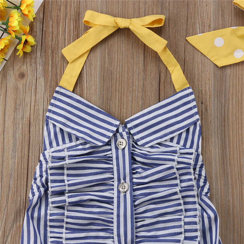 Kids Baby Girls Striped Romper Sleeveless Jumpsuit Playsuit Sunsuit Clothes Outfit - ebowsos