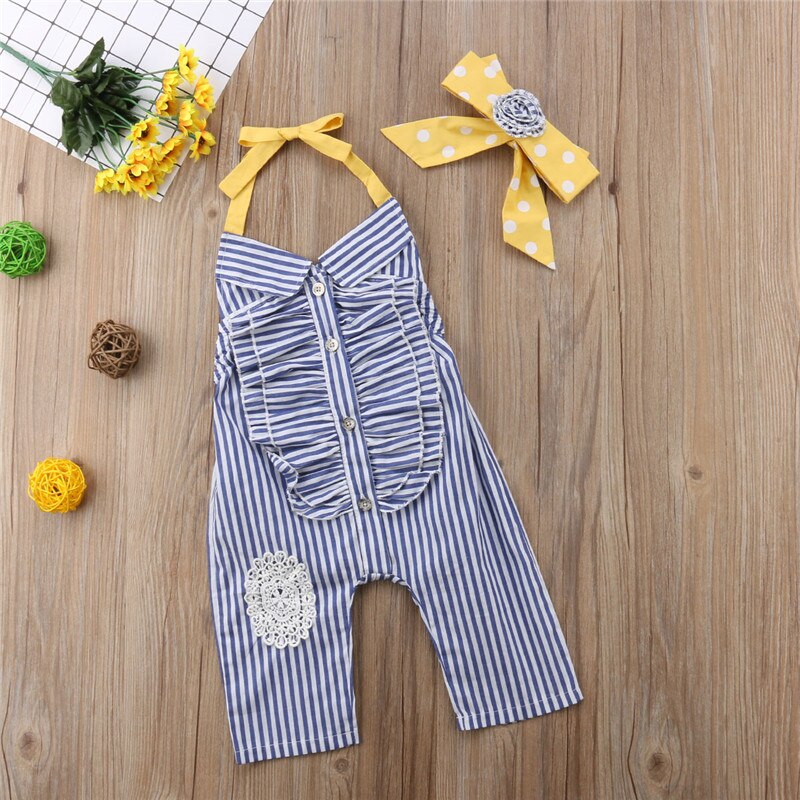 Kids Baby Girls Striped Romper Sleeveless Jumpsuit Playsuit Sunsuit Clothes Outfit - ebowsos