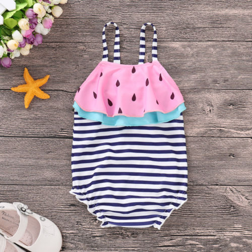 Kids Baby Girls Swimming Bikini Tankini Stripe Watermelon Swimwear Swimsuit - ebowsos