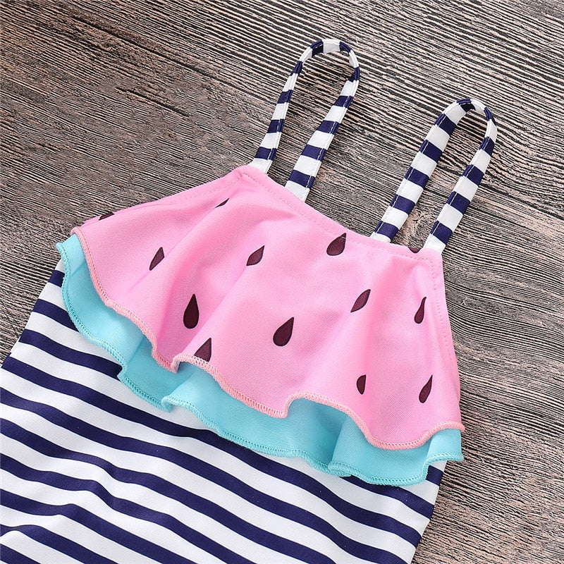 Kids Baby Girls Swimming Bikini Tankini Stripe Watermelon Swimwear Swimsuit - ebowsos