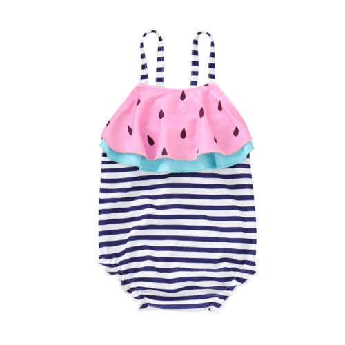 Kids Baby Girls Swimming Bikini Tankini Stripe Watermelon Swimwear Swimsuit - ebowsos