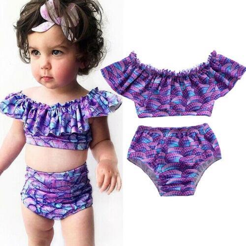 Kids Baby Girls Swimwear Ruffle Top Bikini Tankini Swimsuit Swimming Costume 2-7Y - ebowsos