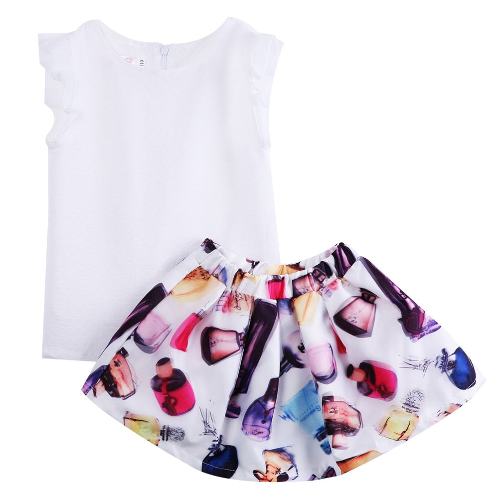 Kids Baby Girls Toddler T-shirt Tank Tops  Skirt 2PCS - ebowsos