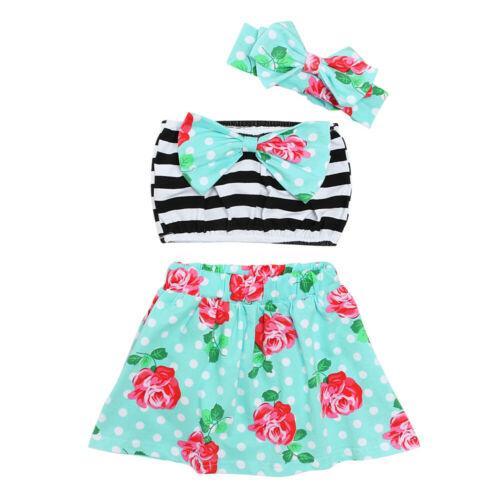 Kids Baby Girls Tube top Swimwear swim dressThree-piece Bikini Beachwear - ebowsos