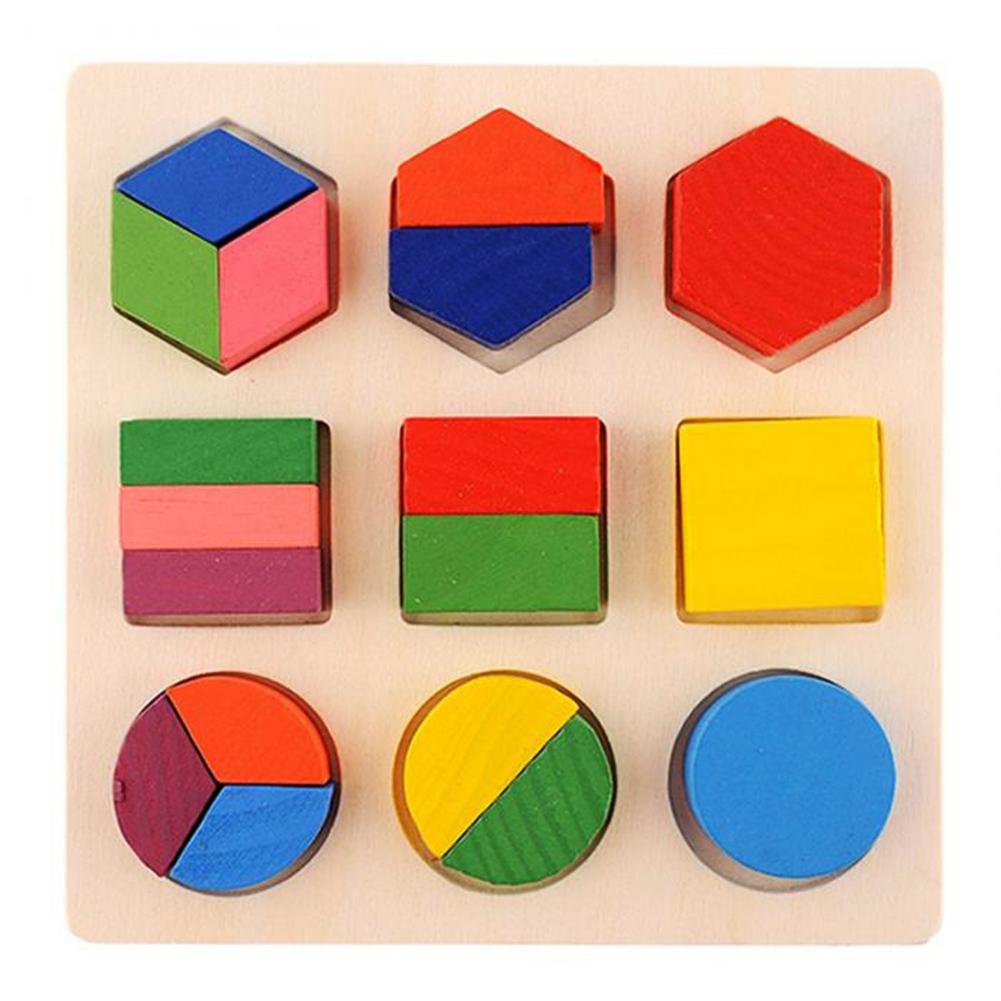 Kids Baby Wooden Toys Puzzle Learning Geometry Puzzles Baby Toy Educational Toys For Children Baby 3D Shapes Wood Jigsaw Puzzles-ebowsos