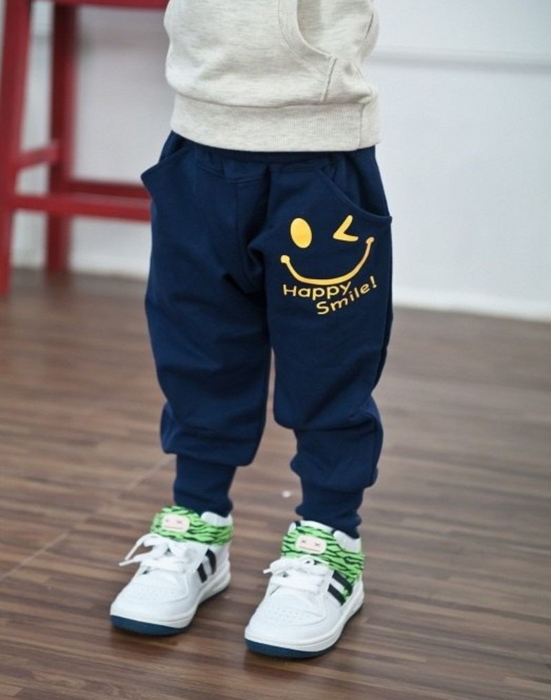 Kids Boys Girl Unique Smiling Clothes Harem Pants Trousers Cartoon Kids Sz2-7Y - ebowsos