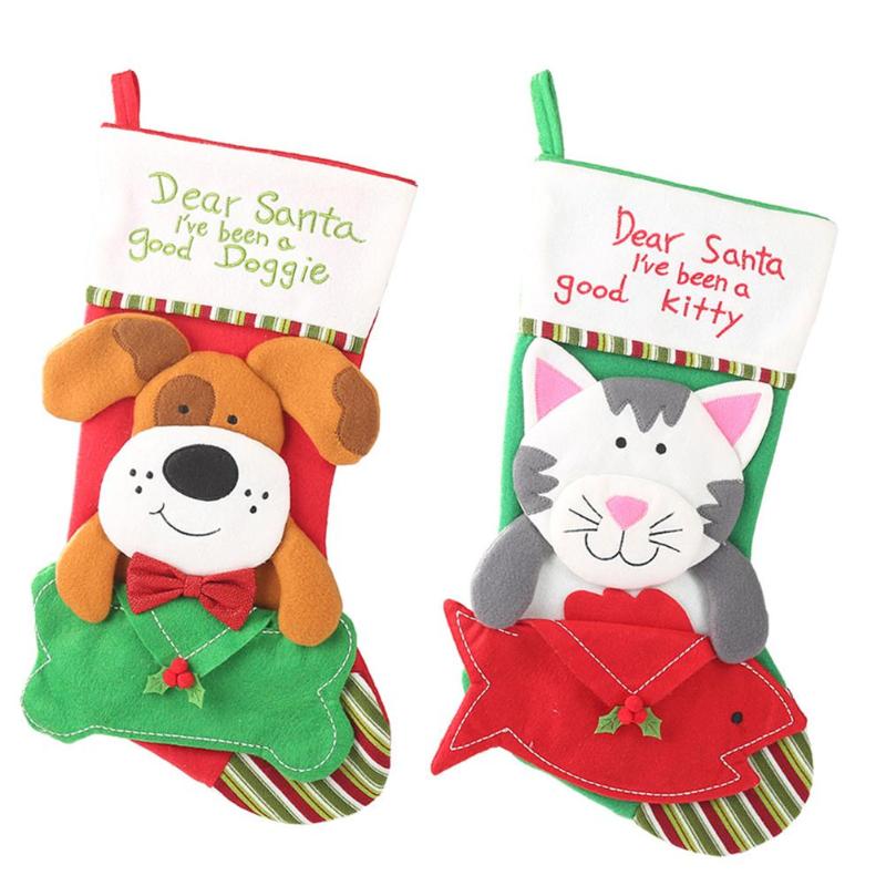 Kids Candy Gift Bag Lovely Dog Cat Shape Apple Bag Fashionable Stockings Christmas Supplies Household Decoration Accessories - ebowsos