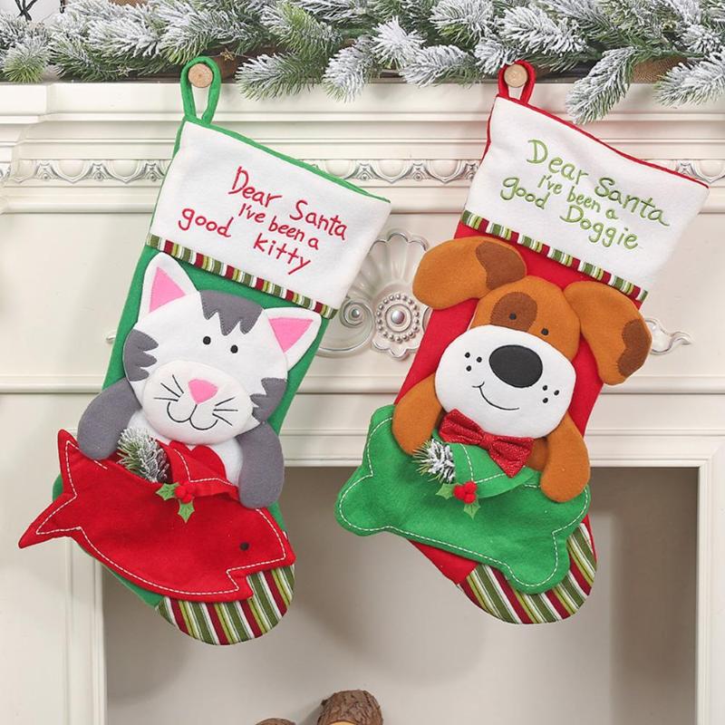 Kids Candy Gift Bag Lovely Dog Cat Shape Apple Bag Fashionable Stockings Christmas Supplies Household Decoration Accessories - ebowsos