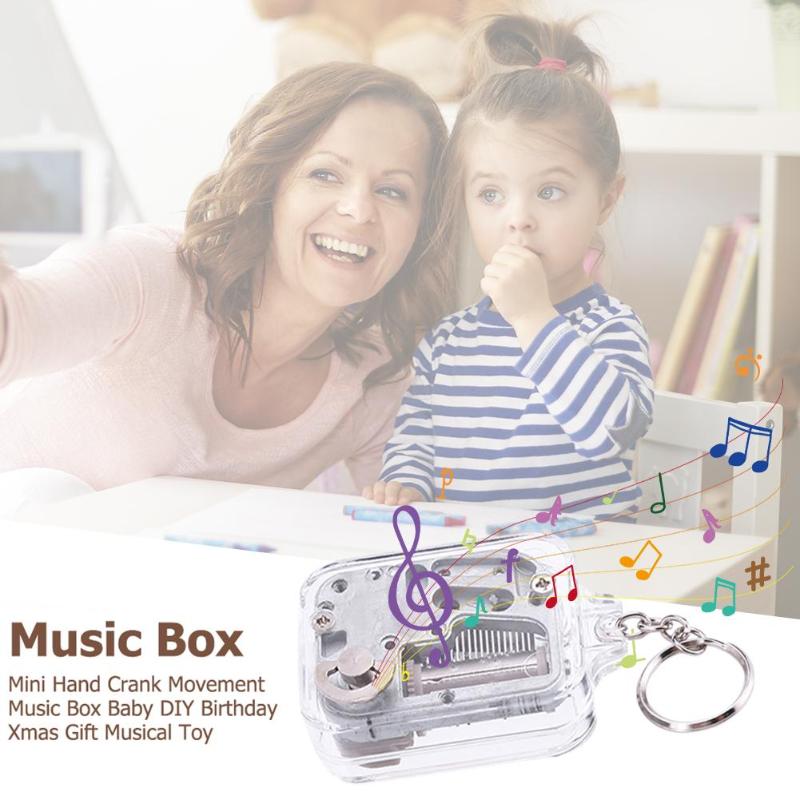 Kids DIY Music Box Movement Keychain Handy Crank Musical Birthday Gifts Toy-ebowsos