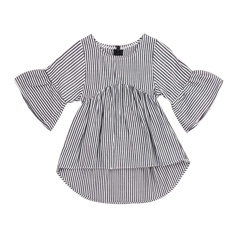 Kids Dresses For Girls Spring Newborn Baby Girl Tops Bouse Striped Cotton Dress Clothes Outfits 0-18M - ebowsos