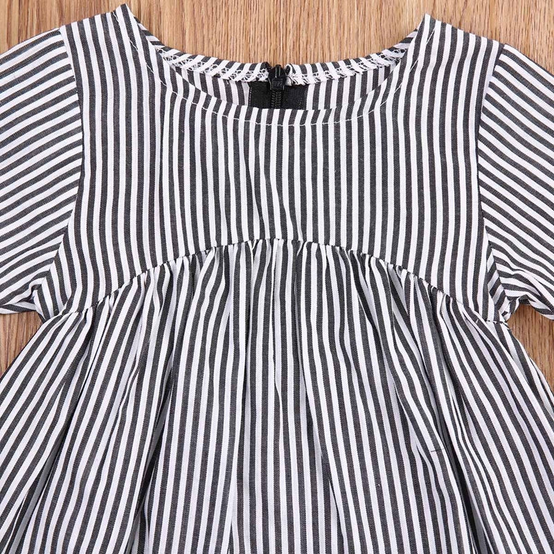 Kids Dresses For Girls Spring Newborn Baby Girl Tops Bouse Striped Cotton Dress Clothes Outfits 0-18M - ebowsos