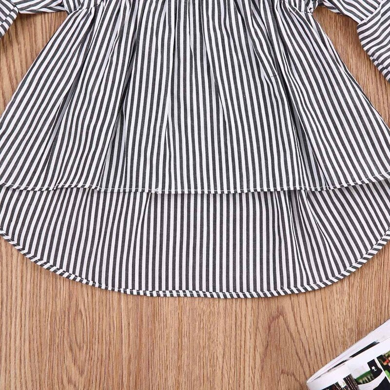 Kids Dresses For Girls Spring Newborn Baby Girl Tops Bouse Striped Cotton Dress Clothes Outfits 0-18M - ebowsos