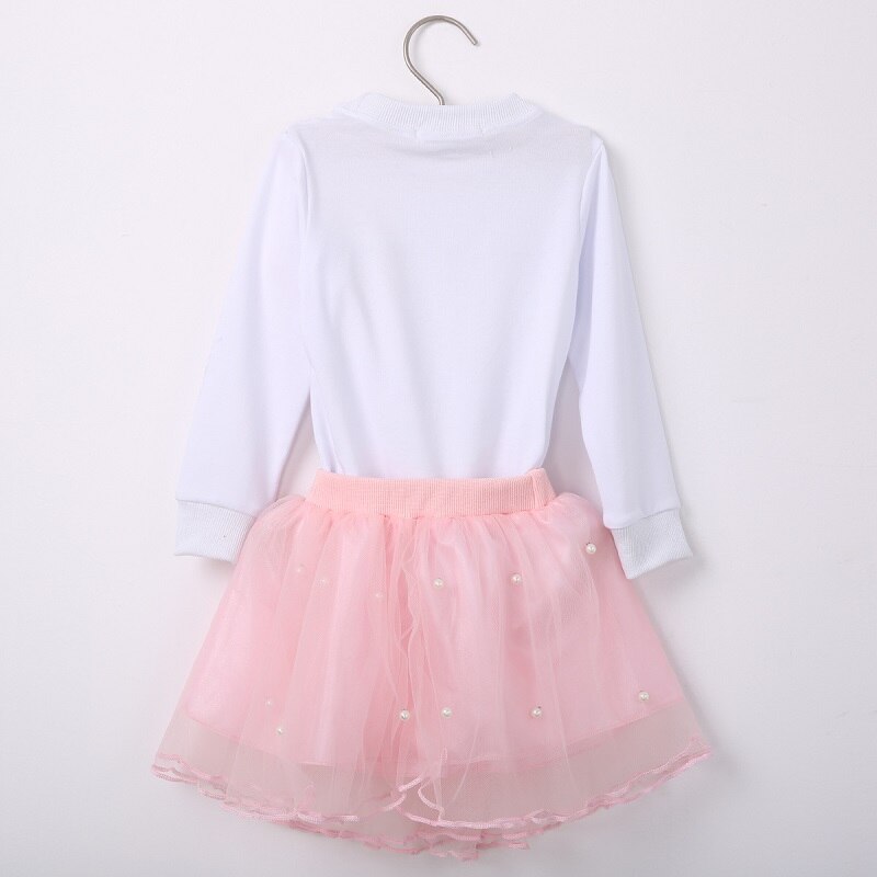 Kids Dresses For Girls Spring Princess Baby Girls Tops T-shirt+Tulle  2pcs Outfits Set Dresses Clothes - ebowsos