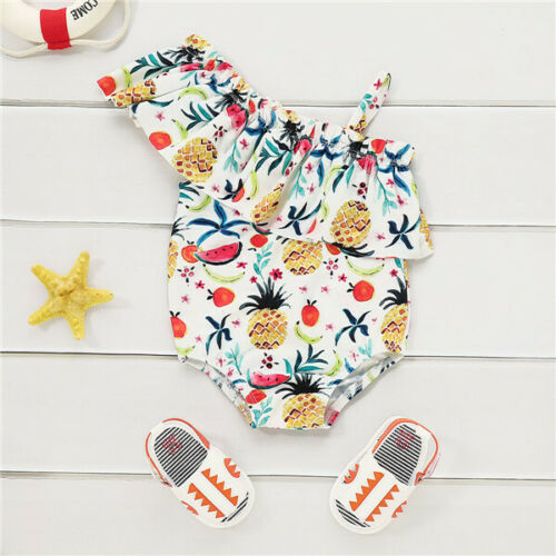 Kids Girls Fruit Printed Bikini Baby Girls New Arrival Swimwear Tankini One-piece Swimsuit Bathing Suit Ruffles Bodysuit - ebowsos