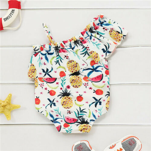 Kids Girls Fruit Printed Bikini Baby Girls New Arrival Swimwear Tankini One-piece Swimsuit Bathing Suit Ruffles Bodysuit - ebowsos