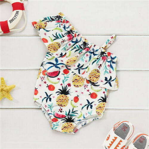 Kids Girls Fruit Printed Bikini Baby Girls New Arrival Swimwear Tankini One-piece Swimsuit Bathing Suit Ruffles Bodysuit - ebowsos