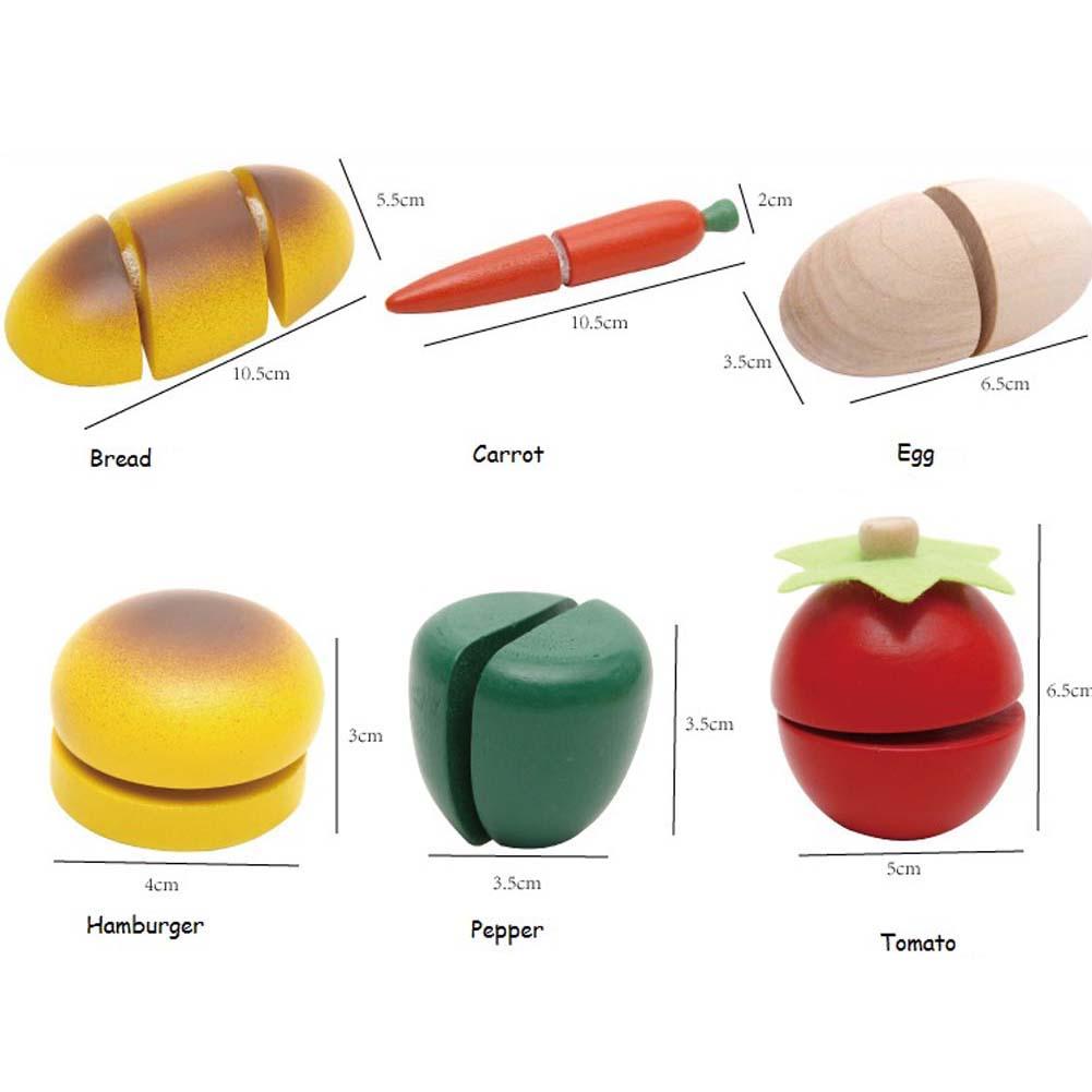 Kids Pretend Role Play Kitchen Fruits Vegetables Food Toys Wooden Cutting Set-ebowsos