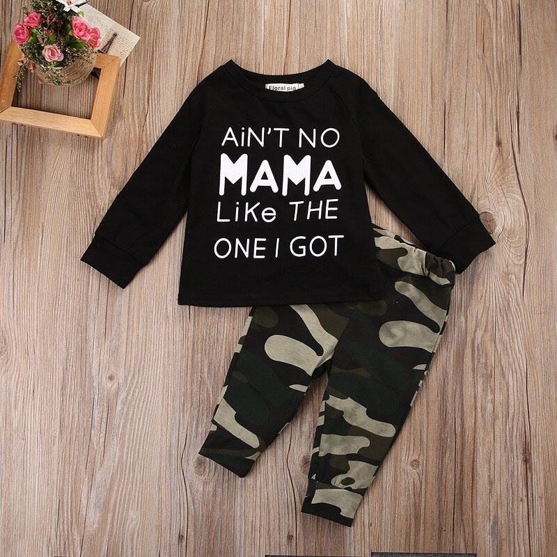 Kids Sport Suits Baby Boy Clothes Set Baby Long Sleeve T-shirt Tops Camouflage Pants Leggings Outfits - ebowsos