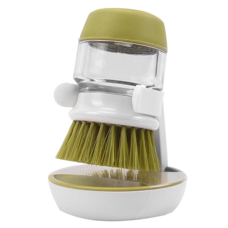 Kitchen Cleaning Brush Utensils Dish Pot Home Wash Up Bracket Easy Place Soft Comfortable Non-slip with Liquid Soap Dispenser - ebowsos