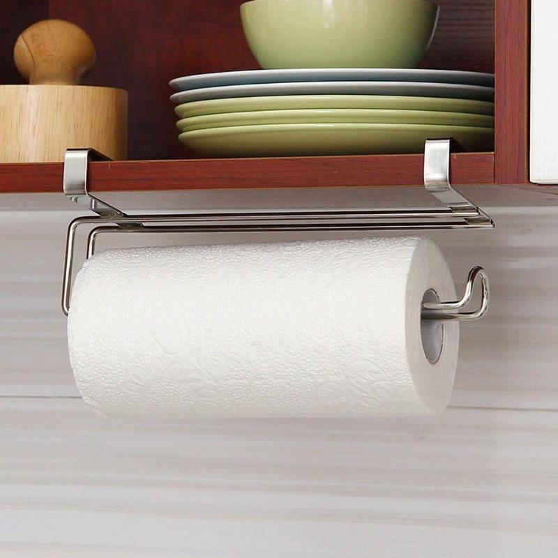 Kitchen Paper Holder Stainless Steel Fashionable Atmosphere Simple and Generous Tissue Rack Bathroom Toilet Storage Hanger - ebowsos