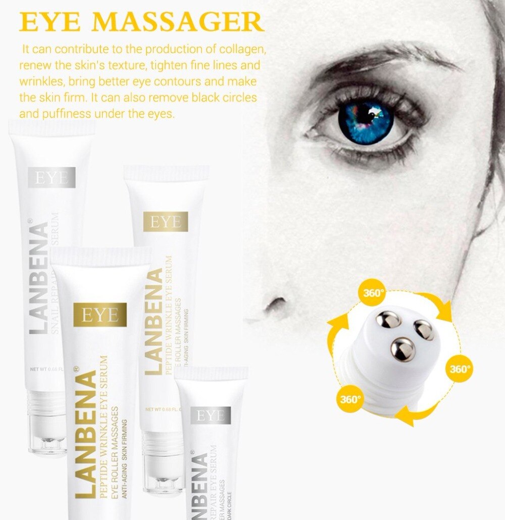 LANBENA Peptide Anti-Aging Eye Serum Anti-Wrinkle Dark Circle Anti-Puffiness Skin Care Whitening Moisturizing Eye Essence - ebowsos