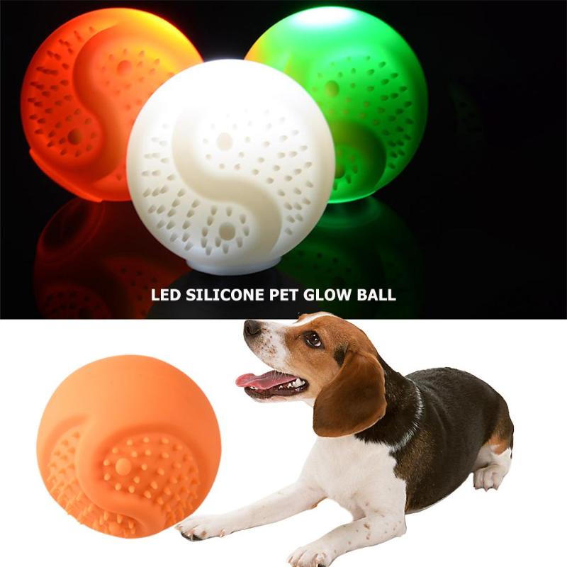 LED Glow Ball 2019 New Toy Durable Puppy Dog Bite Resistance USB Charge Pet Silicone Pet Supplies Orange Green White - ebowsos