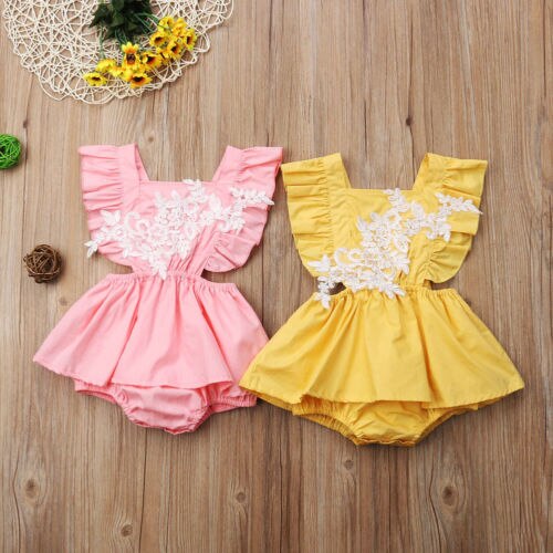 Lace Toddler Baby Girl Sleeveless Romper Jumpsuit Sunsuit Cute Girls Clothing - ebowsos