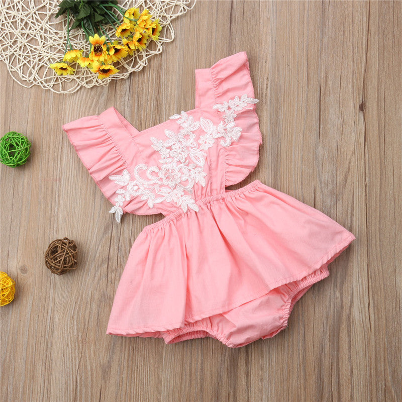 Lace Toddler Baby Girl Sleeveless Romper Jumpsuit Sunsuit Cute Girls Clothing - ebowsos