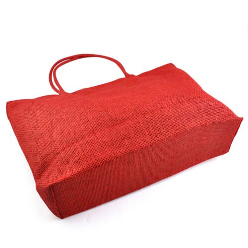 Ladies Straw Weaving Summer Beach Tote Zippered Bag - Red - ebowsos