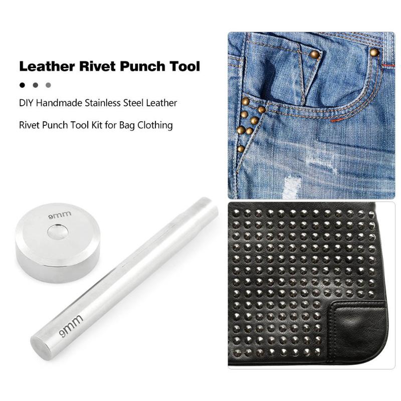 Leather Rivet Tool Stainless Steel Delicate Durable DIY Handmade Rivet Punch Kit for Leathercraft Creative and Unique Projects - ebowsos