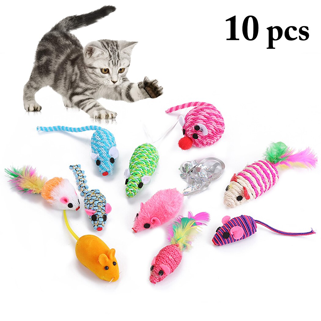 10pcs Little Mouse Cat Toy Realistic Sound Pet Toys Mice For Cats Gatos Toys Mouse Products Pet Supplies-ebowsos