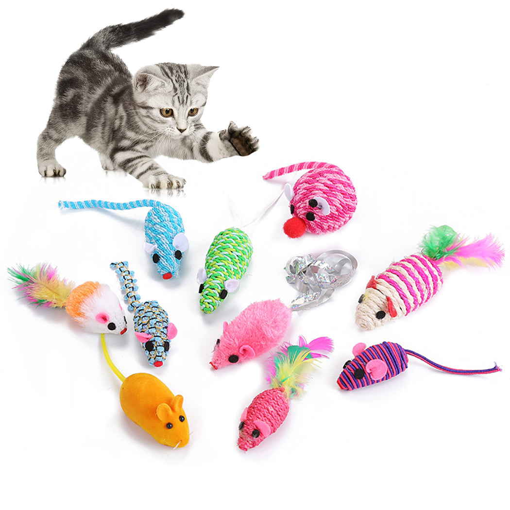 10pcs Little Mouse Cat Toy Realistic Sound Pet Toys Mice For Cats Gatos Toys Mouse Products Pet Supplies-ebowsos