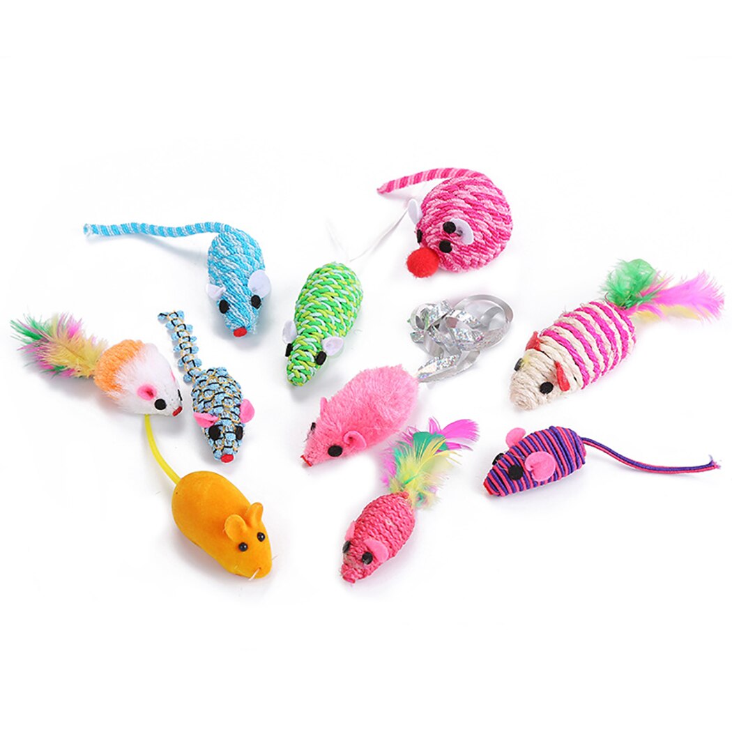 10pcs Little Mouse Cat Toy Realistic Sound Pet Toys Mice For Cats Gatos Toys Mouse Products Pet Supplies-ebowsos