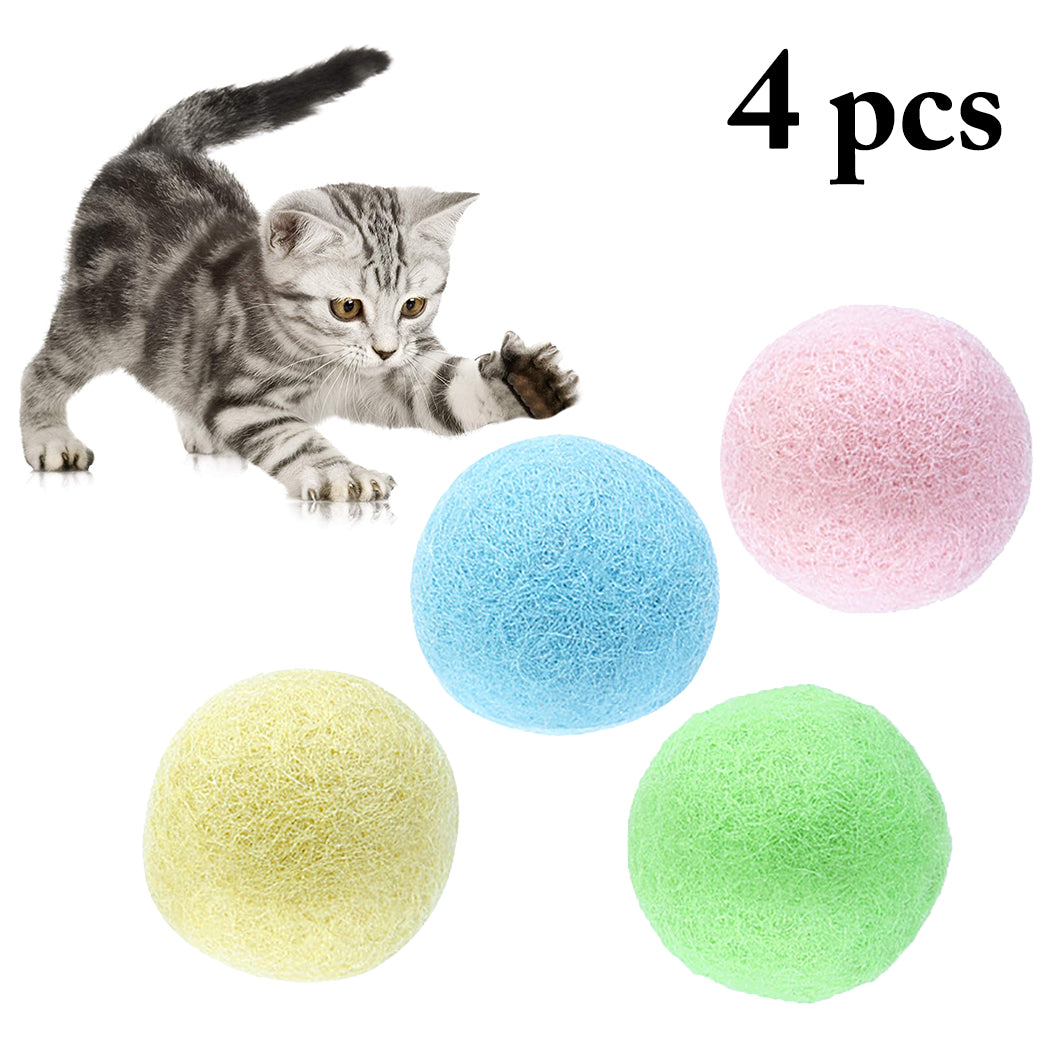 4PCS Funny Cat Ball Toy Creative Bite Resistant Funny Cat Chew Toy Wool Felt Ball With Bell Pet Supplies Dropshipping-ebowsos