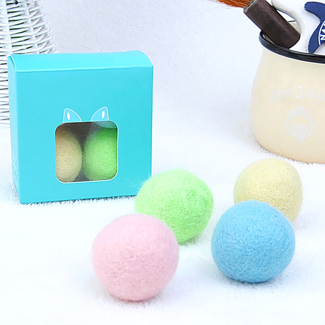 4PCS Funny Cat Ball Toy Creative Bite Resistant Funny Cat Chew Toy Wool Felt Ball With Bell Pet Supplies Dropshipping-ebowsos