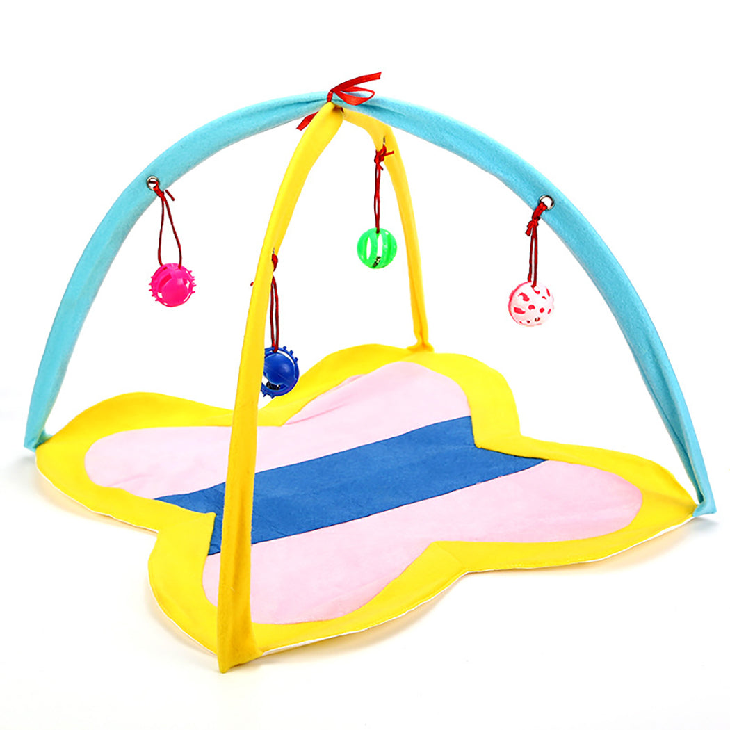 Cat Toys Cat Tent Folding Portable Cat Activity Center Cat Play Mat With Hanging Toy Pet Interaction Training Supplies-ebowsos