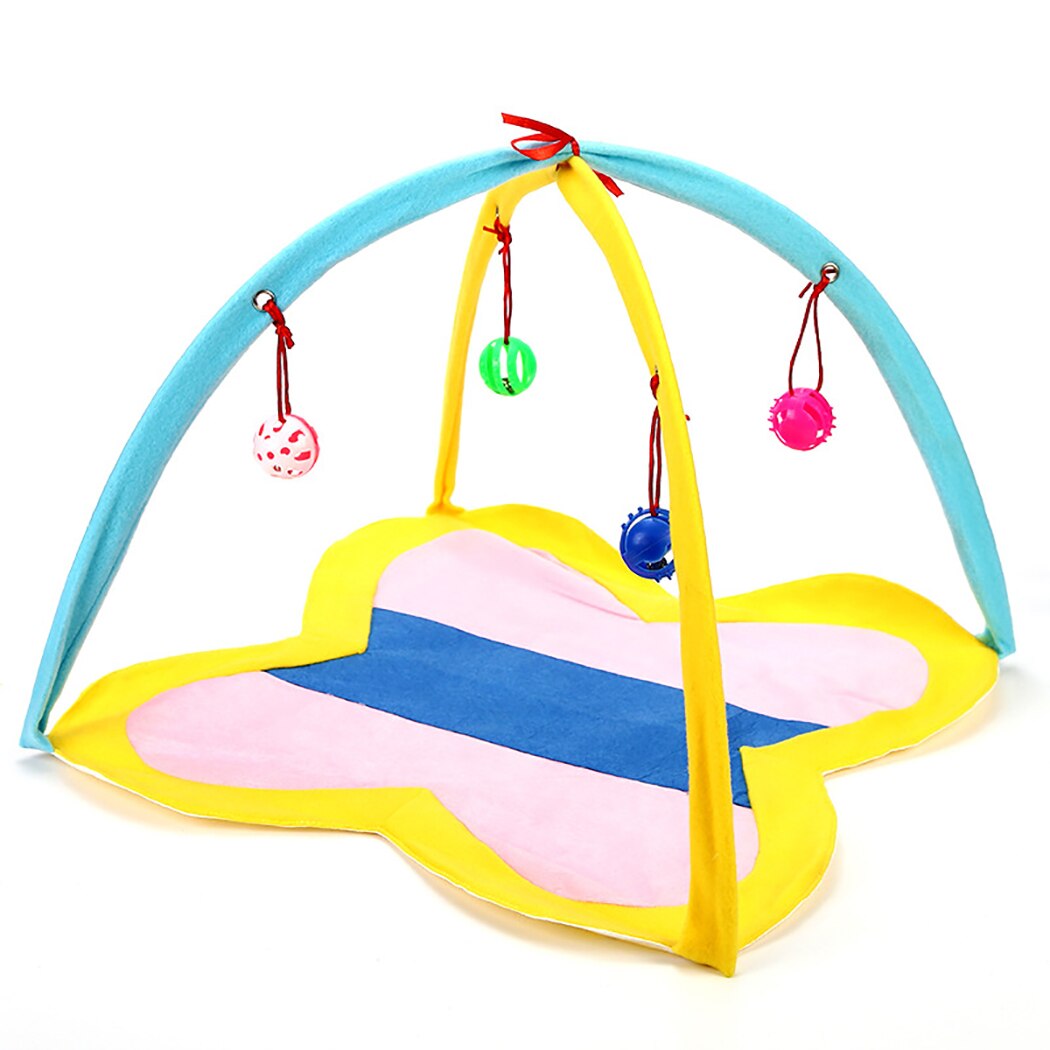 Cat Toys Cat Tent Folding Portable Cat Activity Center Cat Play Mat With Hanging Toy Pet Interaction Training Supplies-ebowsos