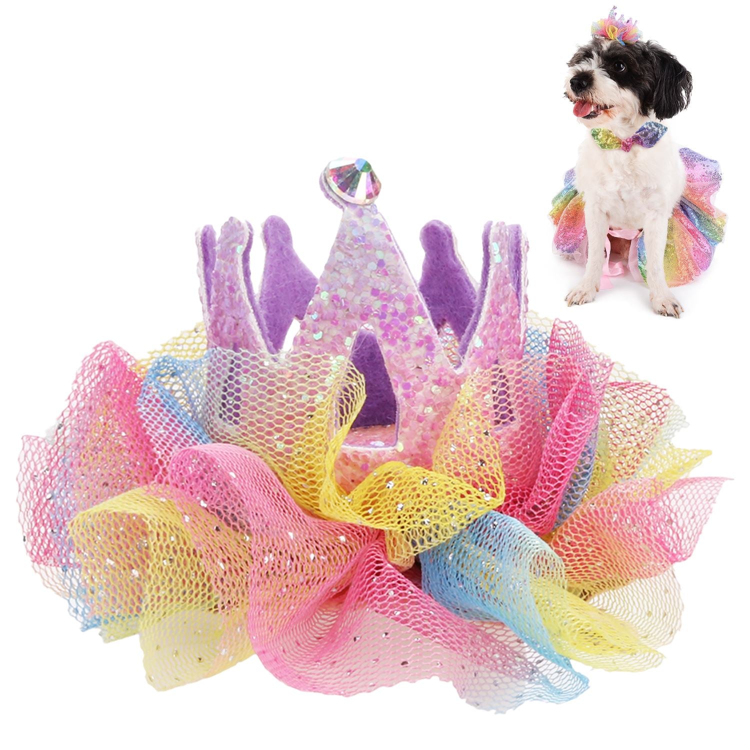 Pet Hair Clip Elegant Decorative Crown Shape Dog Hair Clip Pet Hair Accessories Party Dress Up For Birthday-ebowsos