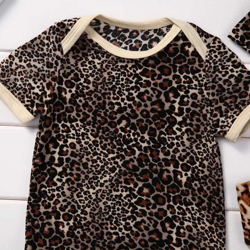 Leopard Print Newborn Leopard Baby Girls Clothes  Romper Jumpsuit Playsuit Outfit Set - ebowsos