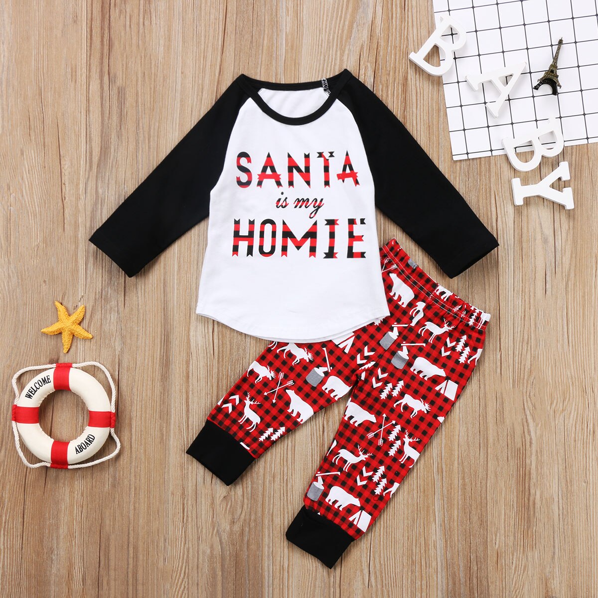 Letter Kids Baby Boy Girl Homie Clothes Set Cotton Long Sleeve T-shirt Tops Pants Leggings Outfits - ebowsos