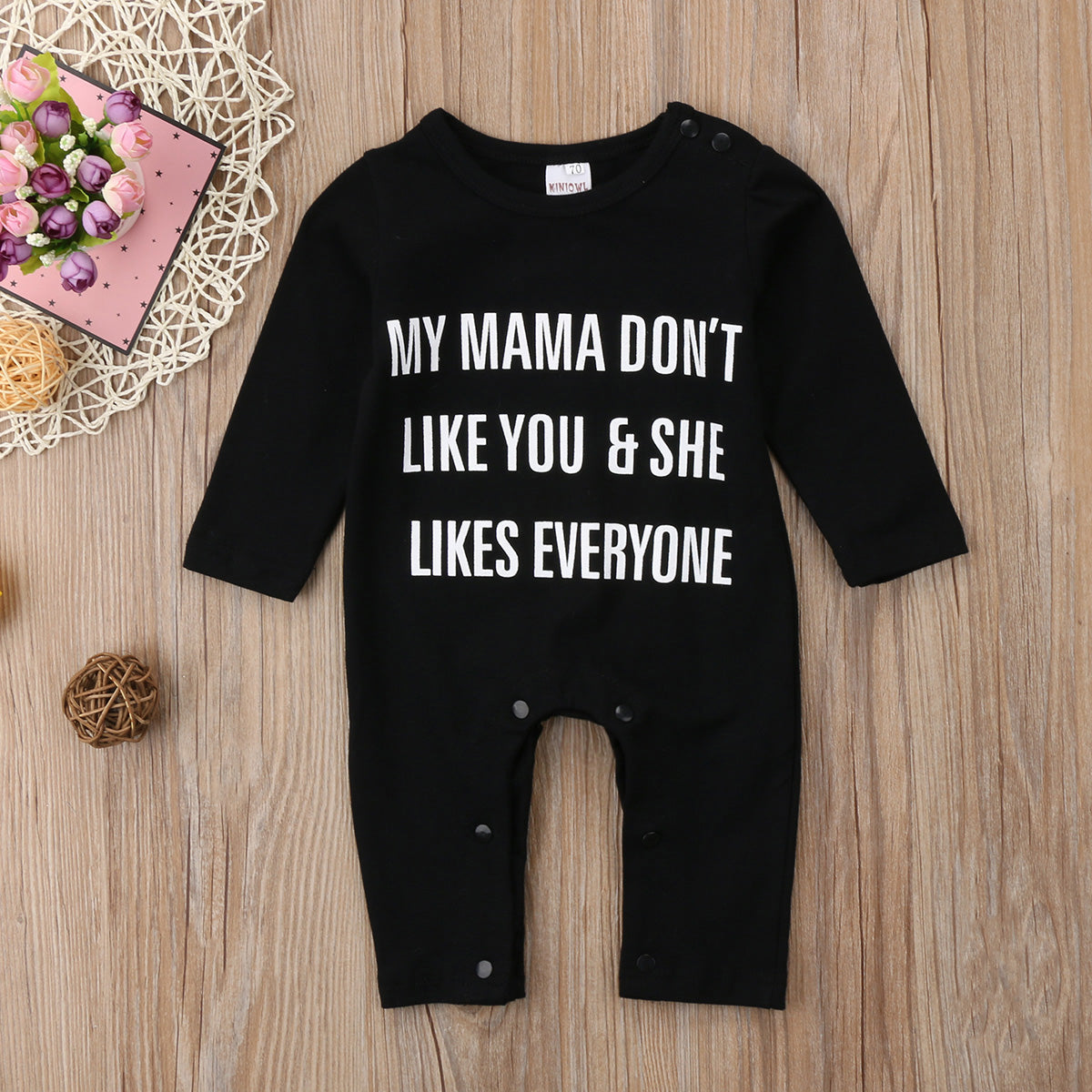 Letter Long Sleeve Cotton Newborn Toddler Baby Boy Girls Romper Jumpsuit Cotton Clothes Outfit Winter Autumn - ebowsos