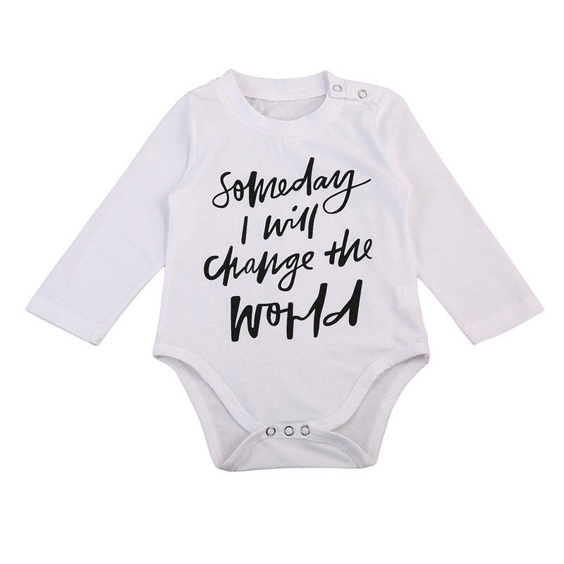 Letter  Newborn  Baby Boy Girl Infant Long Sleeve Romper Playsuit Jumpsuit Clothes Outfit - ebowsos