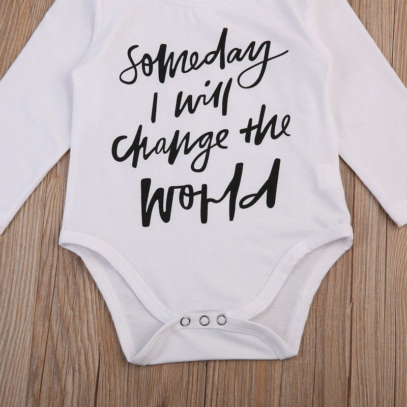 Letter  Newborn  Baby Boy Girl Infant Long Sleeve Romper Playsuit Jumpsuit Clothes Outfit - ebowsos