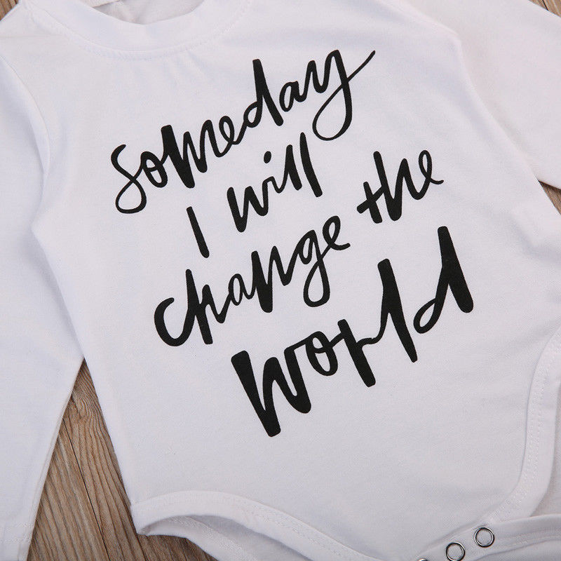 Letter  Newborn  Baby Boy Girl Infant Long Sleeve Romper Playsuit Jumpsuit Clothes Outfit - ebowsos